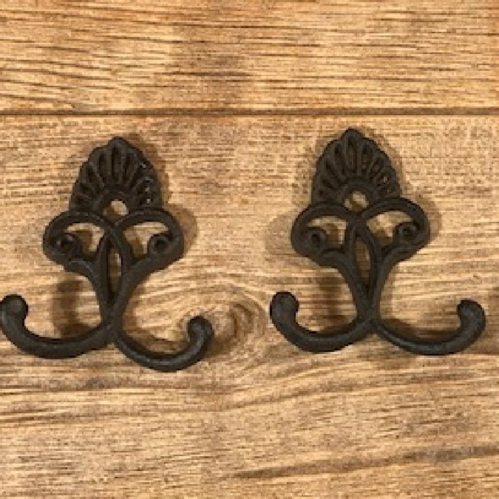 Two (2) Crown Double Cast Iron Wall Hook 4 3/4"tall x 4" wide Two (2) 10254